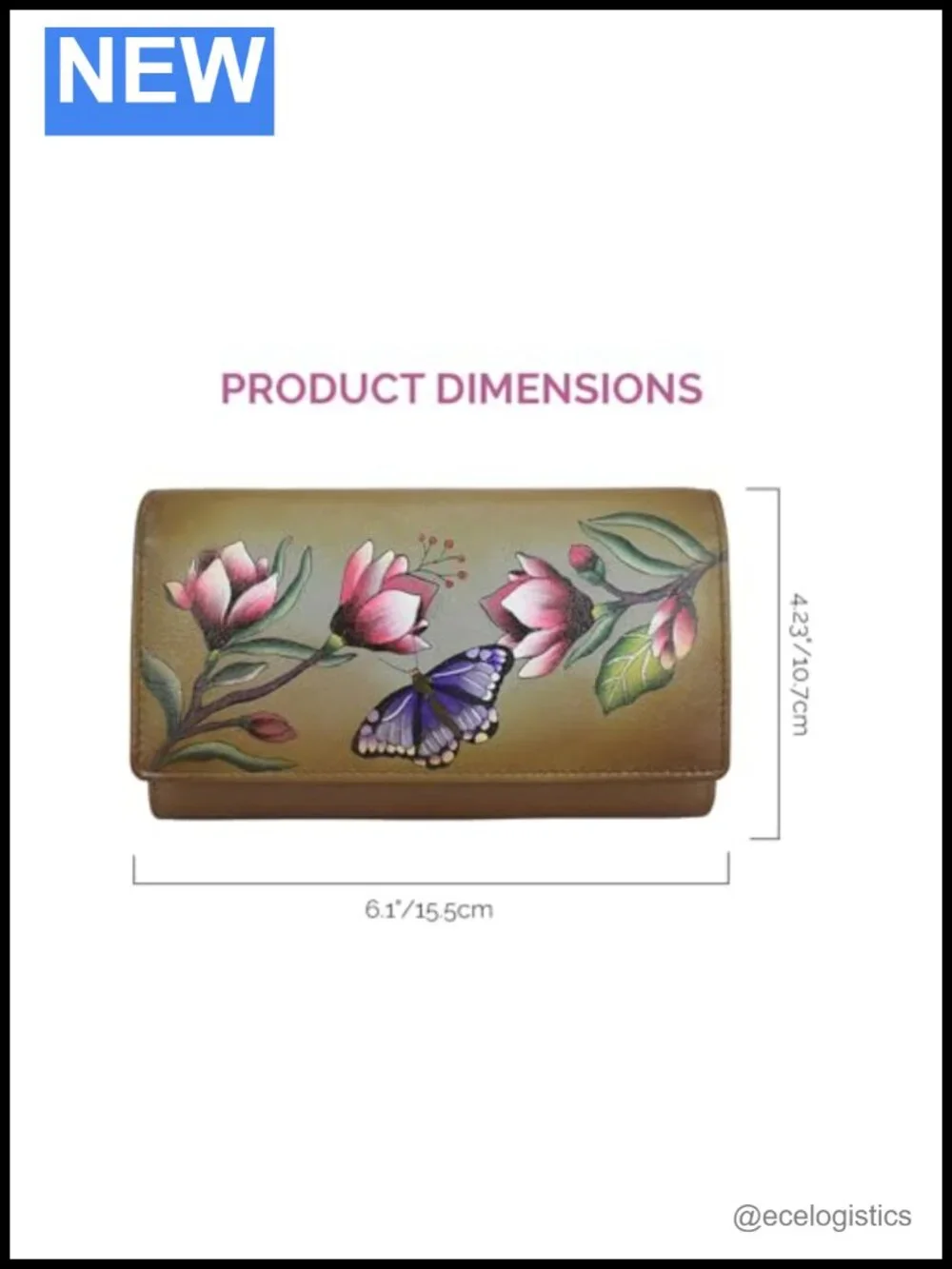 Hand-Painted Leather RFID Checkbook Clutch Wallet Wristlet